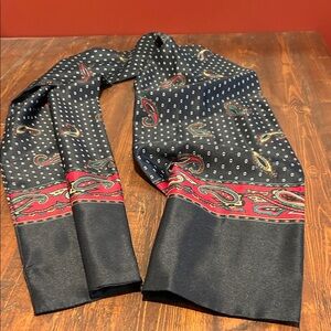 Vintage Source Unknown Navy Scarf with Red Paisley Border